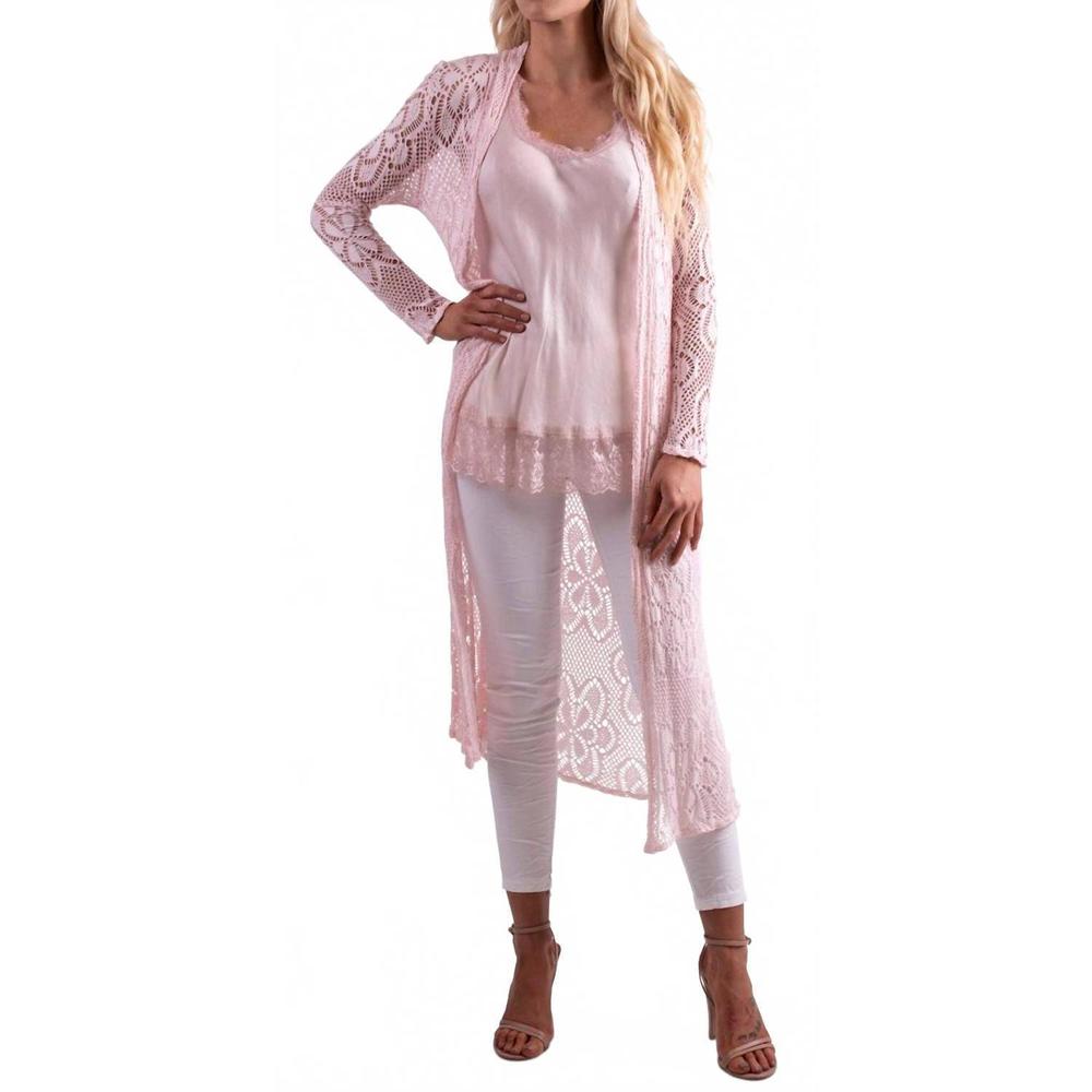 NEW GIGI MODA clara long knit cardigan in pink